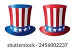 Top hats with American flag colors. Clipart for USA Independence Day.