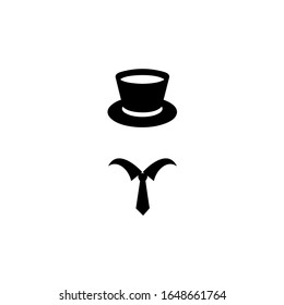 top head hat and tie vector illustration. Isolated on white background.