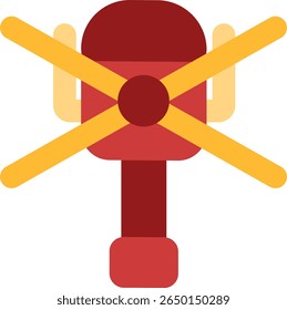 top helicopter icon flat style design