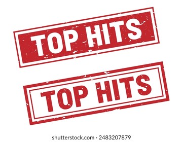 Top hits stamp sign red rectangle grunge style