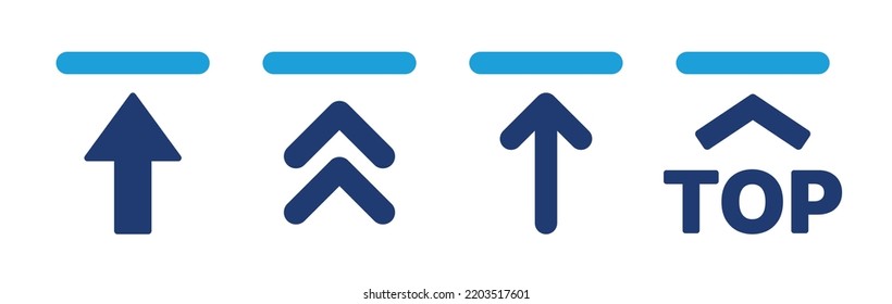 Símbolo vectorial de flecha de icono superior y superior aislado en fondo blanco.
