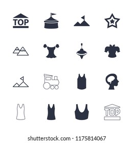 Top icon. collection of 16 top filled and outline icons such as sport bra, blouse, circus, human brain, mountain, whirligig, star. editable top icons for web and mobile.