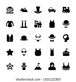 Top icon. collection of 25 top filled icons such as train toy, bikini, star, singlet, blouse, sleeveless shirt, circus, human brain. editable top icons for web and mobile.