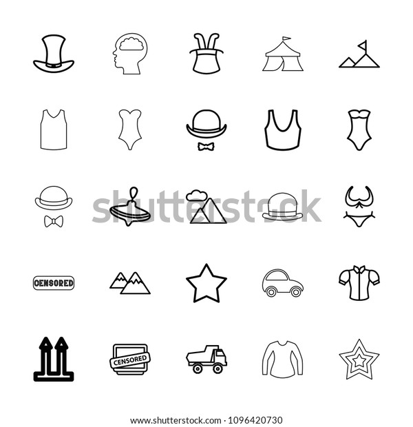 Top\
icon. collection of 25 top outline icons such as whirligig, toy\
car, bikini, star, sport bra, blouse, swimsuit, magic hat,\
censored. editable top icons for web and\
mobile.