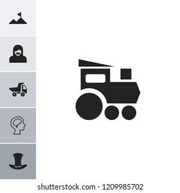Top icon. collection of 6 top filled and outline icons such as hat, mountain, human brain, train toy, toy car. editable top icons for web and mobile.