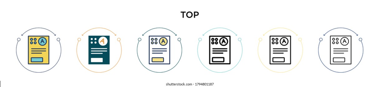 Top icon in filled, thin line, outline and stroke style. Vector illustration of two colored and black top vector icons designs can be used for mobile, ui, web