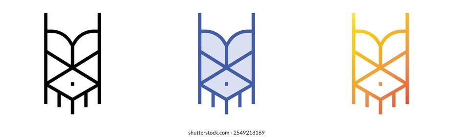 oberes Symbol. Lineares, blaues Füllungs- und Farbverlauf-Design einzeln auf weißem Hintergrund