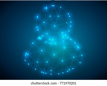 Top icon people polygonal isolate on blue background.