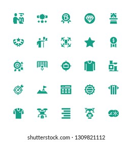 top icon set. Collection of 25 filled top icons included Donut, Drone, Align right, Shirt, Tshirt, Bottle cap, Rate, Climbing, Goal, Toy, Award, Conquer, Magician hat, Quality