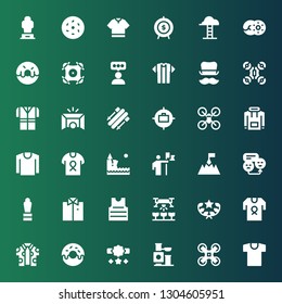top icon set. Collection of 36 filled top icons included Shirt, Drone, Toy, Reward, Donut, Award, Rate, Goal, Conquer, Cliff, Hoodie, Skii, Tshirt, Top hat, Goals