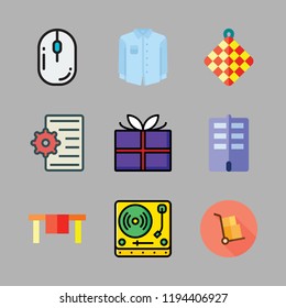 top icon set. vector set about turntable, settings, packs and mouse icons set.