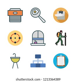 top icon set. vector set about hiker, hierarchical structure, clipboard and window icons set.
