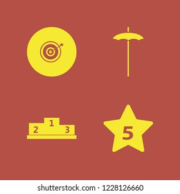 top icon. top vector icons set beach umbrella, winners podium, hotel five stars and target
