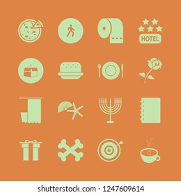 top icon. top vector icons set hotel five stars, bones, pizza and plate folk knife