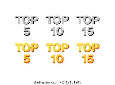 Top icons. Top 5, 10, 15 icons. Flat style