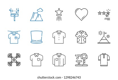 top icons set. Collection of top with shirt, toy, drone, mountain, top hat, rating, favorite, wiper. Editable and scalable icons.