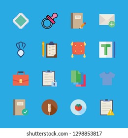 top icons set with pacifier, notebook and radish vector set