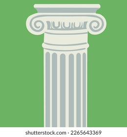 top of ionic column in flat style. capital front view in vector. 