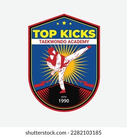 Top kicks taekwondo academy logo vector