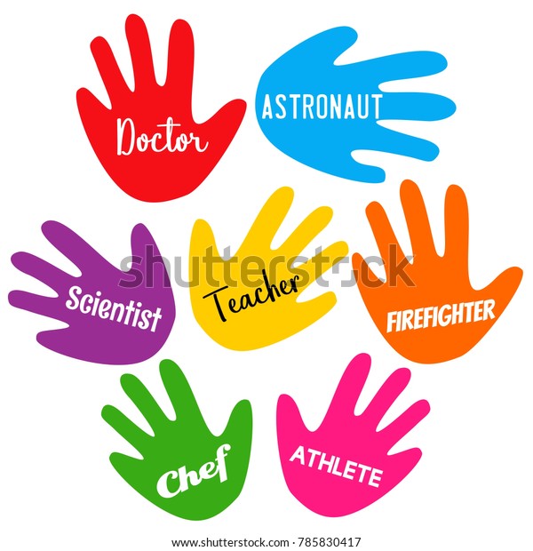 top-kids-dream-jobs-colorful-hand-stock-vector-royalty-free-785830417