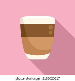 Top latte icon flat vector. Glass cup. Milk cream