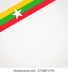 Bandera de la cinta de la esquina superior izquierda de Myanmar
