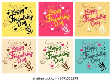 Top left light blue background  in colorful block font, four hearts top right light pink background  in red cursive font bottom left light yellow background  in blue script four blue stars
