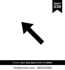 Flecha oblicua superior izquierda negra de icono simple plano. Seguridad de aplicaciones web Kit ilustración vector de aplicación móvil. El diseño moderno. Signo minimalista de línea única