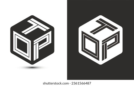 TOP letter logo design with illustrator cube logo, vector logo modern alphabet font overlap style. Premium Business logo icon. White color on black background