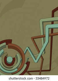 Top lines, main circular elements, background lines and background are all on separate layers. Main elements are cropped with a clipping mask to maintain editability
