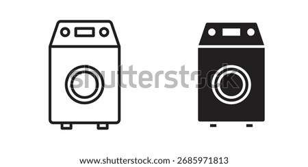 Top load washer icons simple vector set. logo sign symbol set