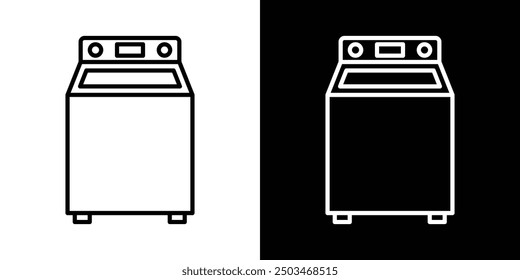 Top load washer thin line vector icon set.