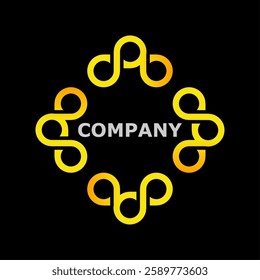 top logo monogram letter A infinity gold, vector design logo