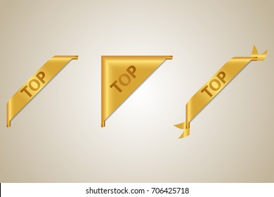 TOP - Luxury golden corner ribbons set. Vector design element.