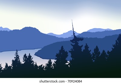 Top Of The Malahat. West Coast Vector Landscape