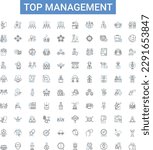 Top management outline icons collection. Leadership, Executives, Directors, Officers, Administrators, Managers, Advisors vector illustration set. Supervisors, Heads, Chiefs line signs