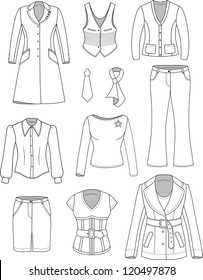 Top manager woman clothing set isolated on white