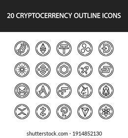 Top Market Cap Crypto Cerrency Outline Icon, Premium Quality Outline Symbol Collection.Outline  Vector Logo Concept For Web Graphics.