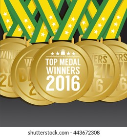 Top Medal Winner 2016 Sport Competition Concept Vector Illustration