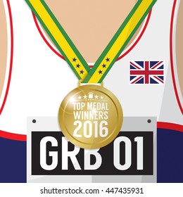 Top Medal Winner 2016 Sport Competition Concept Vector Illustration