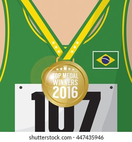 Top Medal Winner 2016 Sport Competition Concept Vector Illustration