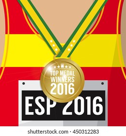 Top Medal Winner 2016 Sport Competition Concept Vector Illustration
