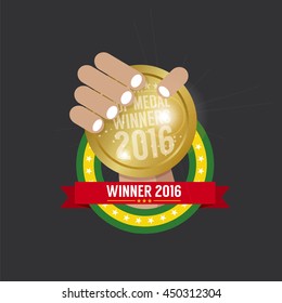 Top Medal Winner 2016 Sport Competition Concept Vector Illustration