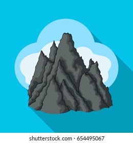 The top of the mountain in the clouds.Mountaineering single icon in flat style vector symbol stock illustration web.