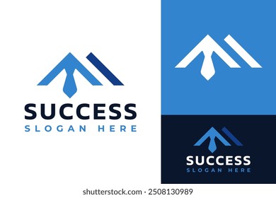 Top Mountain Success Business Man Necktie Logo Design Branding Template