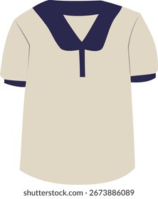 a top with a navy blue collar