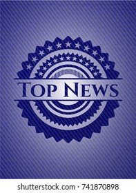 Top News badge with denim texture