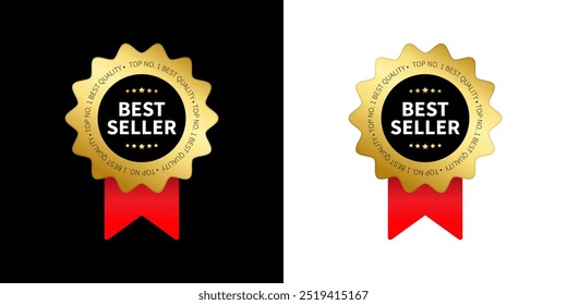 Top number one best quality sticker badge label design in black red and gold colors with different background for seal, icon, luxury product, symbol, stamp, sticker product