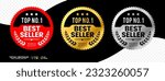 Top number one best seller vector label in red gold and silver color. suitable for icon, logo, sticker, seal, badge, emblem, stamp, etc. 
