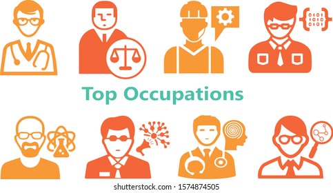 top occupations major professions illustration vector design 